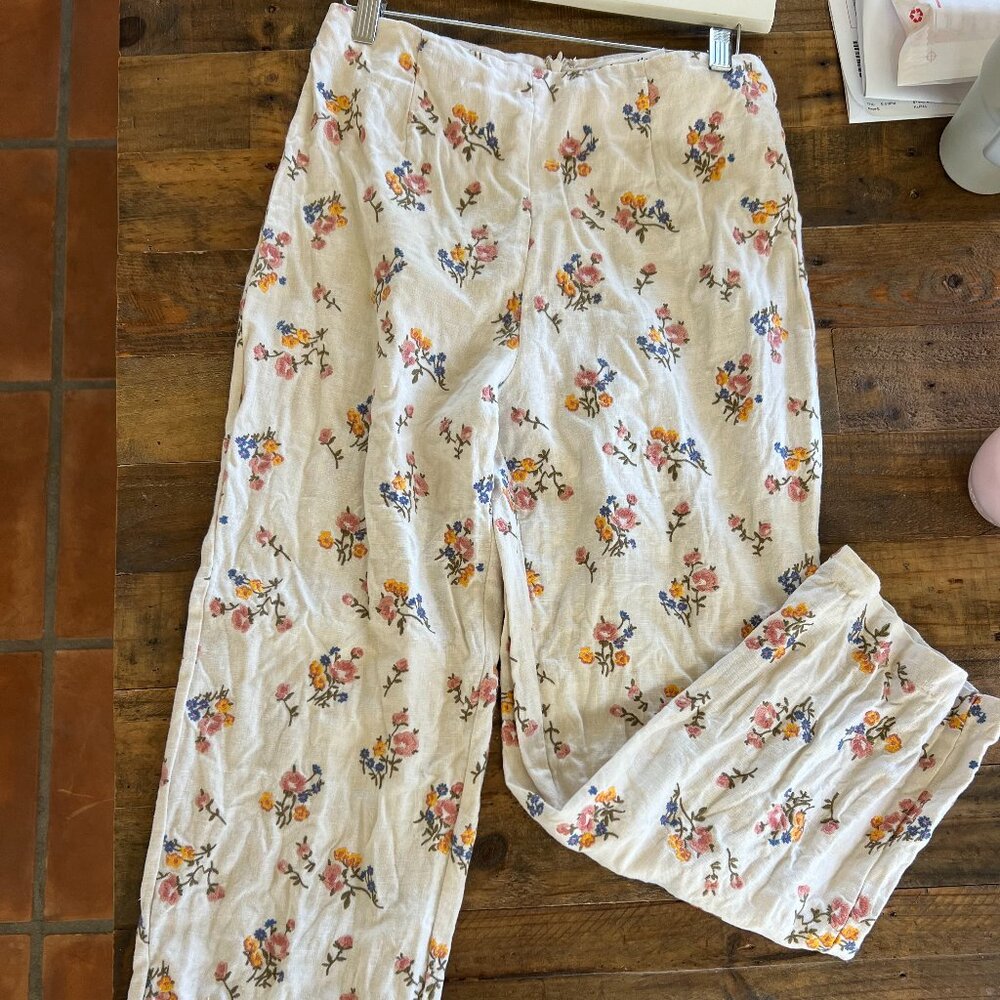 Reformation High Waisted Embroidered Pants